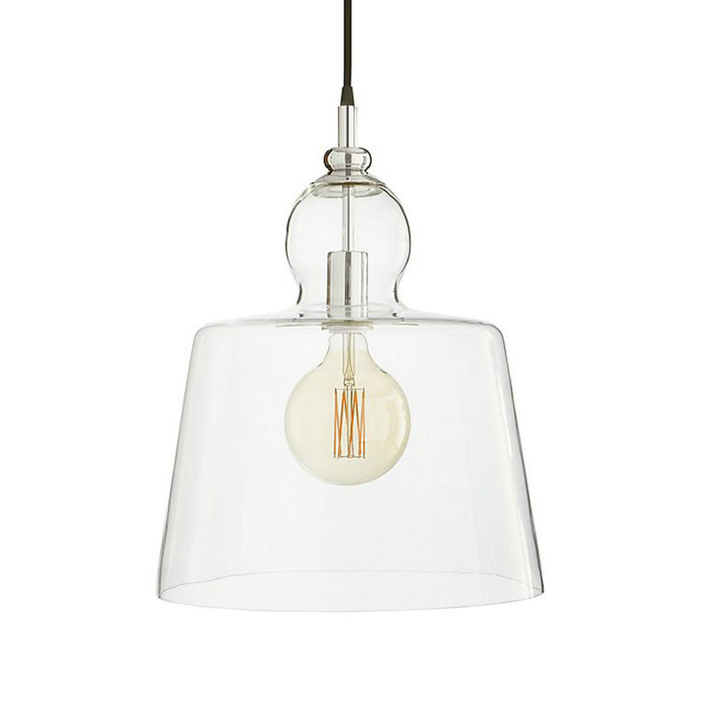 1 Bulb Bedroom Suspension Light Simple Chrome Ceiling Hang Fixture with Upside-Down Trifle Clear Glass Shade Clearhalo 'Ceiling Lights' 'Glass shade' 'Glass' 'Modern Pendants' 'Modern' 'Pendant Lights' 'Pendants' Lighting' 734797