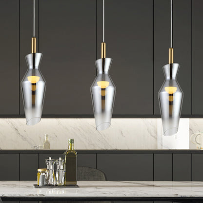 Modernist Urn Shape Hanging Light Kit Smoke Gray Glass Dining Room LED Pendant Lamp Fixture Smoke Gray Clearhalo 'Ceiling Lights' 'Glass shade' 'Glass' 'Modern Pendants' 'Modern' 'Pendant Lights' 'Pendants' Lighting' 734799