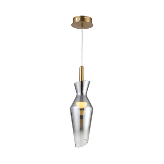 Modernist Urn Shape Hanging Light Kit Smoke Gray Glass Dining Room LED Pendant Lamp Fixture Clearhalo 'Ceiling Lights' 'Glass shade' 'Glass' 'Modern Pendants' 'Modern' 'Pendant Lights' 'Pendants' Lighting' 734802