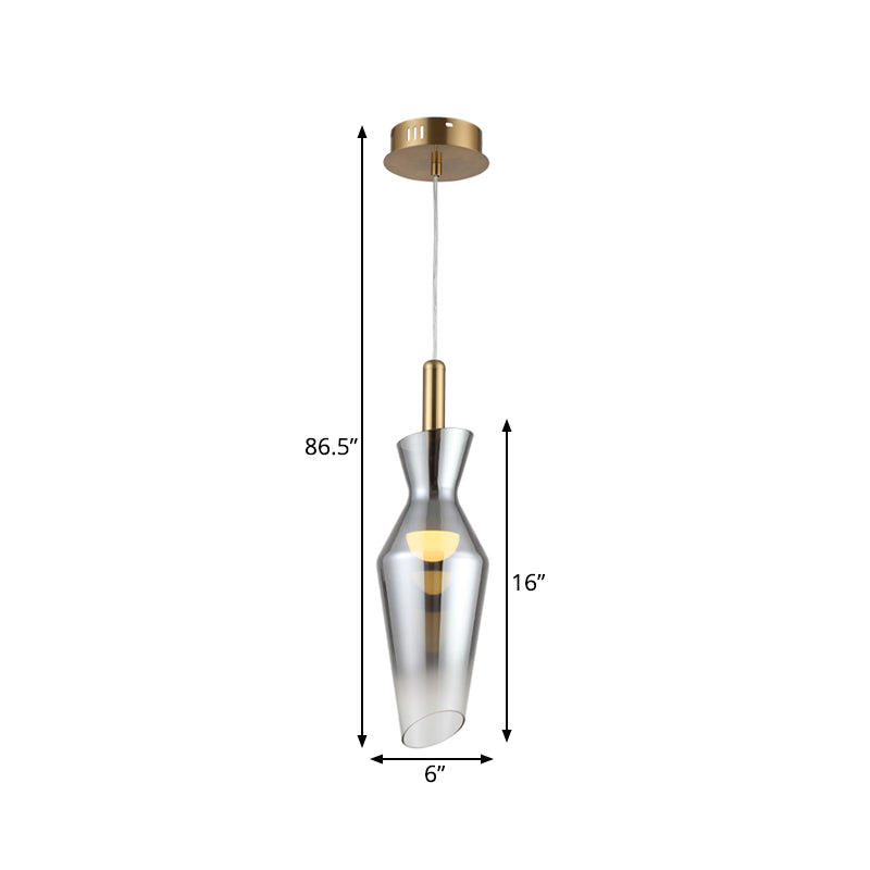 Modernist Urn Shape Hanging Light Kit Smoke Gray Glass Dining Room LED Pendant Lamp Fixture Clearhalo 'Ceiling Lights' 'Glass shade' 'Glass' 'Modern Pendants' 'Modern' 'Pendant Lights' 'Pendants' Lighting' 734803