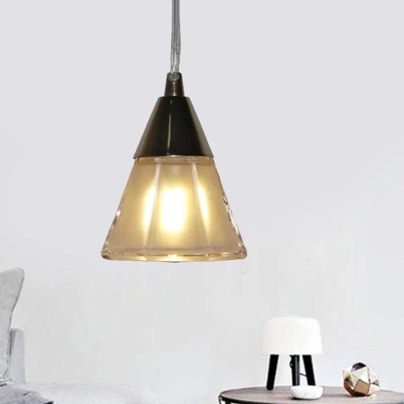 1 Head Bedroom Hanging Lamp Modernism Gold Pendant Lighting with Cone Translucent Glass Shade Gold Clearhalo 'Ceiling Lights' 'Glass shade' 'Glass' 'Modern Pendants' 'Modern' 'Pendant Lights' 'Pendants' Lighting' 734809