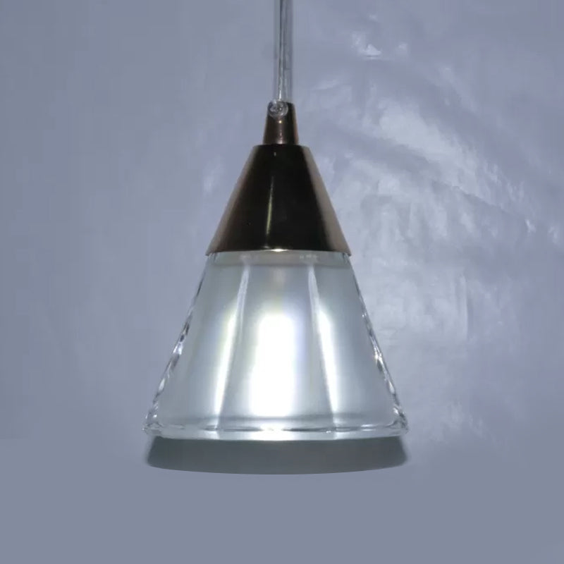 1 Head Bedroom Hanging Lamp Modernism Gold Pendant Lighting with Cone Translucent Glass Shade Clearhalo 'Ceiling Lights' 'Glass shade' 'Glass' 'Modern Pendants' 'Modern' 'Pendant Lights' 'Pendants' Lighting' 734811