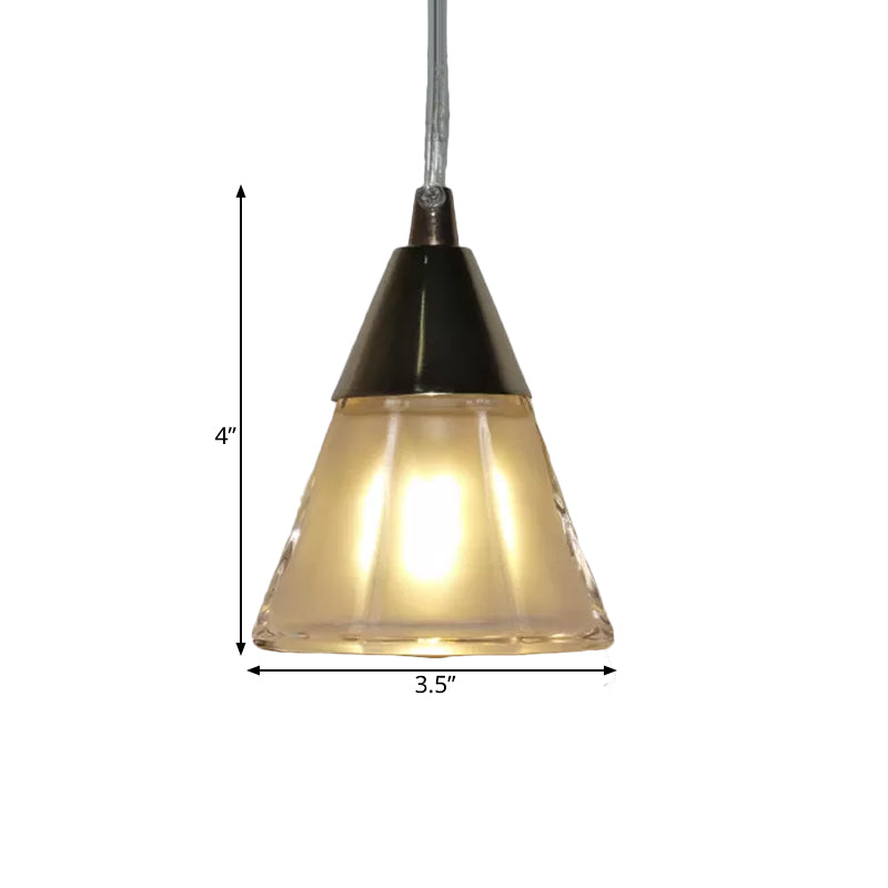 1 Head Bedroom Hanging Lamp Modernism Gold Pendant Lighting with Cone Translucent Glass Shade Clearhalo 'Ceiling Lights' 'Glass shade' 'Glass' 'Modern Pendants' 'Modern' 'Pendant Lights' 'Pendants' Lighting' 734813