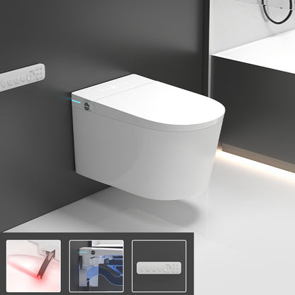 Elongated Wall Mounted Bidet Foot Sensor Wall Hung Toilet Set Manual Flap & UV Sterilization Toilet & Tanker Clearhalo 'Bathroom Remodel & Bathroom Fixtures' 'Bidets' 'Home Improvement' 'home_improvement' 'home_improvement_bidets' 'Toilets & Bidets' 7348203
