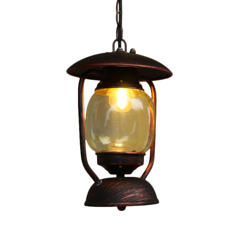 1 Light Yellow Glass Pendant Lighting Coastal Brass/Bronze Kerosene Corridor Metal Hanging Ceiling Light Clearhalo 'Art Deco Pendants' 'Cast Iron' 'Ceiling Lights' 'Ceramic' 'Crystal' 'Industrial Pendants' 'Industrial' 'Metal' 'Middle Century Pendants' 'Pendant Lights' 'Pendants' 'Tiffany' Lighting' 734887