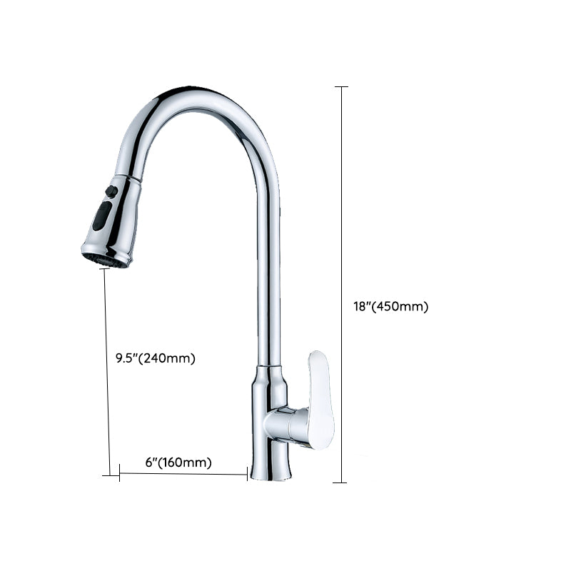 Modern Style Kitchen Faucet Copper Lever Handle Gooseneck Kitchen Faucet Clearhalo 'Home Improvement' 'home_improvement' 'home_improvement_kitchen_faucets' 'Kitchen Faucets' 'Kitchen Remodel & Kitchen Fixtures' 'Kitchen Sinks & Faucet Components' 'kitchen_faucets' 7348961
