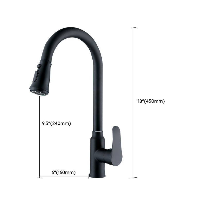 Modern Style Kitchen Faucet Copper Lever Handle Gooseneck Kitchen Faucet Clearhalo 'Home Improvement' 'home_improvement' 'home_improvement_kitchen_faucets' 'Kitchen Faucets' 'Kitchen Remodel & Kitchen Fixtures' 'Kitchen Sinks & Faucet Components' 'kitchen_faucets' 7348962