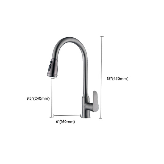 Modern Style Kitchen Faucet Copper Lever Handle Gooseneck Kitchen Faucet Clearhalo 'Home Improvement' 'home_improvement' 'home_improvement_kitchen_faucets' 'Kitchen Faucets' 'Kitchen Remodel & Kitchen Fixtures' 'Kitchen Sinks & Faucet Components' 'kitchen_faucets' 7348963