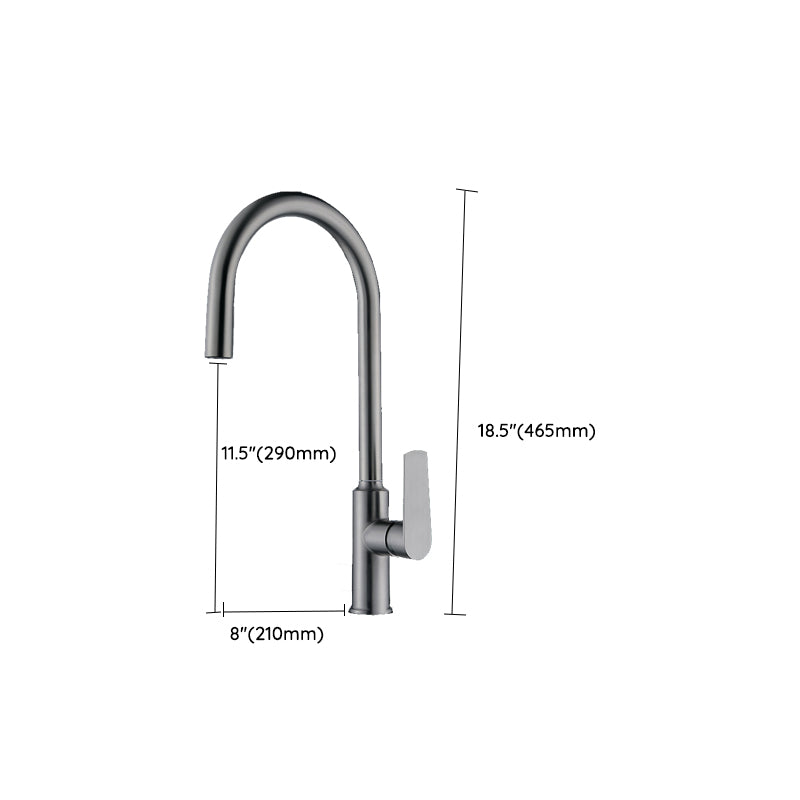 Modern Style Kitchen Faucet Copper Lever Handle Gooseneck Kitchen Faucet Clearhalo 'Home Improvement' 'home_improvement' 'home_improvement_kitchen_faucets' 'Kitchen Faucets' 'Kitchen Remodel & Kitchen Fixtures' 'Kitchen Sinks & Faucet Components' 'kitchen_faucets' 7348972