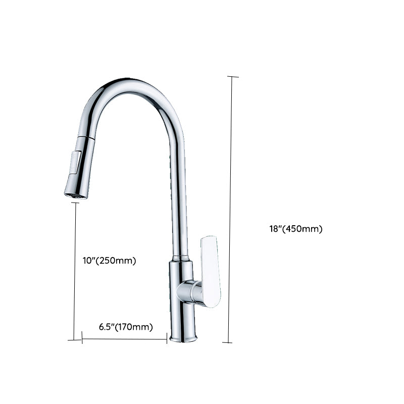 Modern Style Kitchen Faucet Copper Lever Handle Gooseneck Kitchen Faucet Clearhalo 'Home Improvement' 'home_improvement' 'home_improvement_kitchen_faucets' 'Kitchen Faucets' 'Kitchen Remodel & Kitchen Fixtures' 'Kitchen Sinks & Faucet Components' 'kitchen_faucets' 7348973