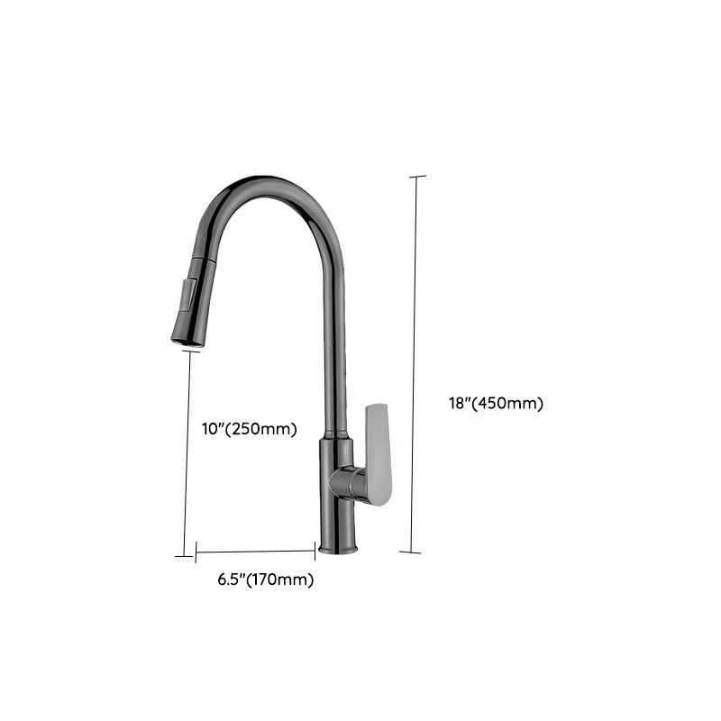 Modern Style Kitchen Faucet Copper Lever Handle Gooseneck Kitchen Faucet Clearhalo 'Home Improvement' 'home_improvement' 'home_improvement_kitchen_faucets' 'Kitchen Faucets' 'Kitchen Remodel & Kitchen Fixtures' 'Kitchen Sinks & Faucet Components' 'kitchen_faucets' 7348975