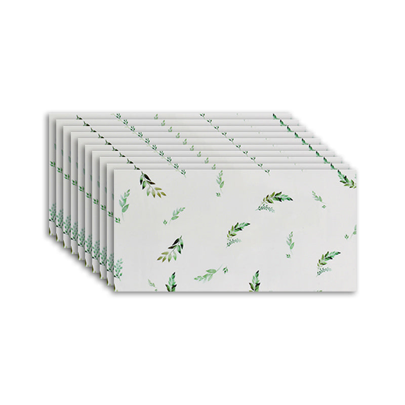 Rectangular Fire Resistant Tile PVC Singular Peel & Stick Tile for Backsplash Wall White-Green Clearhalo 'Flooring 'Home Improvement' 'home_improvement' 'home_improvement_peel_stick_blacksplash' 'Peel & Stick Backsplash Tile' 'peel_stick_blacksplash' 'Walls & Ceilings' Walls and Ceiling' 7349037