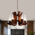6-Light Clear Glass Chandelier Lighting Warehouse Brown Kerosene Restaurant Drop Pendant with Wood Twisted Arm Clear Clearhalo 'Ceiling Lights' 'Chandeliers' 'Clear' 'Glass shade' 'Glass' 'Industrial Chandeliers' 'Industrial' 'Middle Century Chandeliers' 'Modern' 'Tiffany' 'Traditional Chandeliers' Lighting' 734912