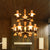 Gold Lantern Hanging Chandelier Vintage 9 Lights Clear Ribbed Glass Living Room Pendant Light Kit with 2-Tier Design Gold Clearhalo 'Cast Iron' 'Ceiling Lights' 'Chandeliers' 'Industrial Chandeliers' 'Industrial' 'Metal' 'Middle Century Chandeliers' 'Rustic Chandeliers' 'Tiffany' Lighting' 734949
