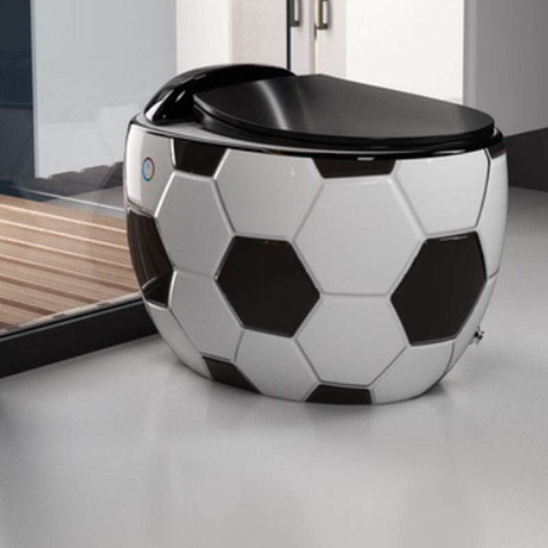 Floor Mounted Urine Toilet One Piece Toilet Modern Porcelain Toilet 19"L x 25"W x 18"H White Black Clearhalo 'Bathroom Remodel & Bathroom Fixtures' 'Home Improvement' 'home_improvement' 'home_improvement_toilets' 'Toilets & Bidets' 'Toilets' 7349547