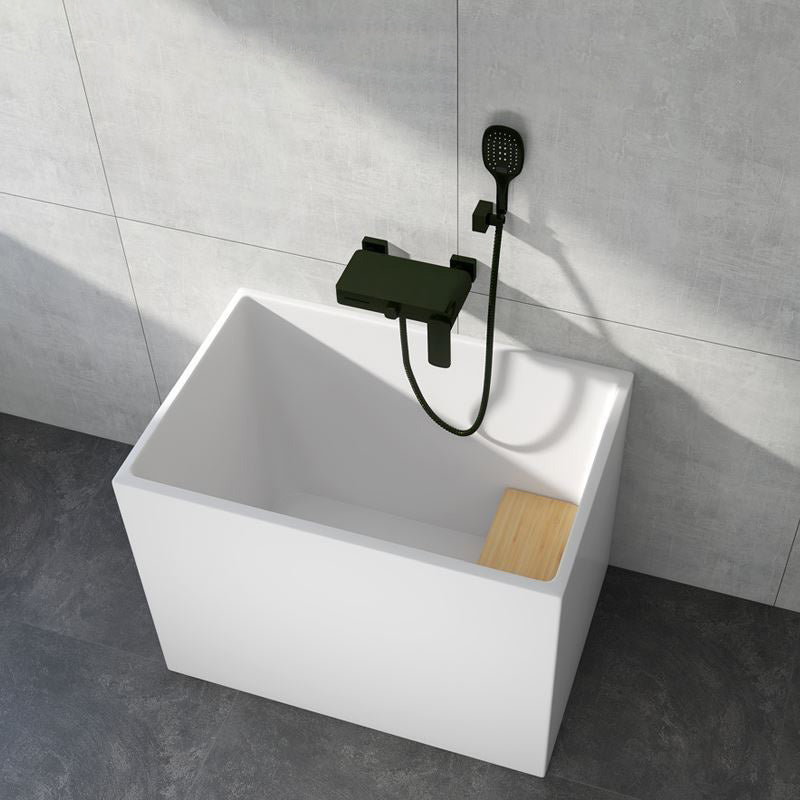 Back to Wall Antique Finish Soaking Bathtub Rectangular Modern Tub 35"L x 24"W x 27"H Tub with Wall Mounted Faucets Clearhalo 'Bathroom Remodel & Bathroom Fixtures' 'Bathtubs' 'Home Improvement' 'home_improvement' 'home_improvement_bathtubs' 'Showers & Bathtubs' 7349592