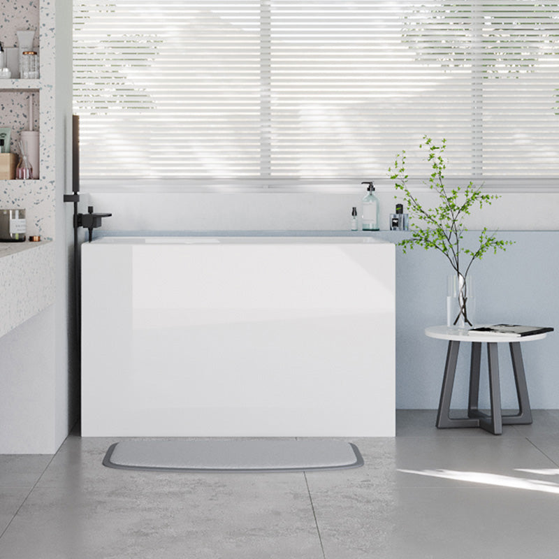 Modern Back to Wall Bathtub Rectangular Antique Finish Bath Tub 39"L x 23"W x 27"H Without Seat Tub with Wall Mounted Faucets Clearhalo 'Bathroom Remodel & Bathroom Fixtures' 'Bathtubs' 'Home Improvement' 'home_improvement' 'home_improvement_bathtubs' 'Showers & Bathtubs' 7349625