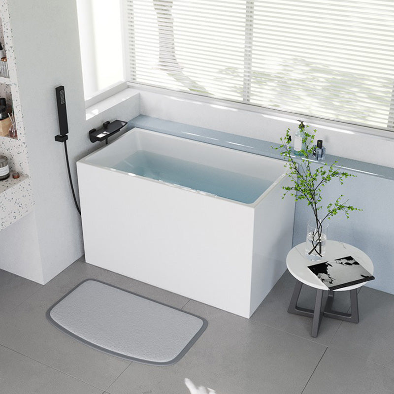 Modern Back to Wall Bathtub Rectangular Antique Finish Bath Tub Tub with Wall Mounted Faucets Clearhalo 'Bathroom Remodel & Bathroom Fixtures' 'Bathtubs' 'Home Improvement' 'home_improvement' 'home_improvement_bathtubs' 'Showers & Bathtubs' 7349626