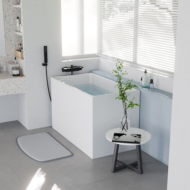 Modern Back to Wall Bathtub Rectangular Antique Finish Bath Tub 35"L x 23"W x 27"H Without Seat Tub with Wall Mounted Faucets Clearhalo 'Bathroom Remodel & Bathroom Fixtures' 'Bathtubs' 'Home Improvement' 'home_improvement' 'home_improvement_bathtubs' 'Showers & Bathtubs' 7349629