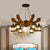 8 Lights Pendant Chandelier Farm Clear Glass Suspension Lamp in Black with Wood Anchor Deco Black Clearhalo 'Cast Iron' 'Ceiling Lights' 'Chandeliers' 'Industrial Chandeliers' 'Industrial' 'Metal' 'Middle Century Chandeliers' 'Rustic Chandeliers' 'Tiffany' Lighting' 734965