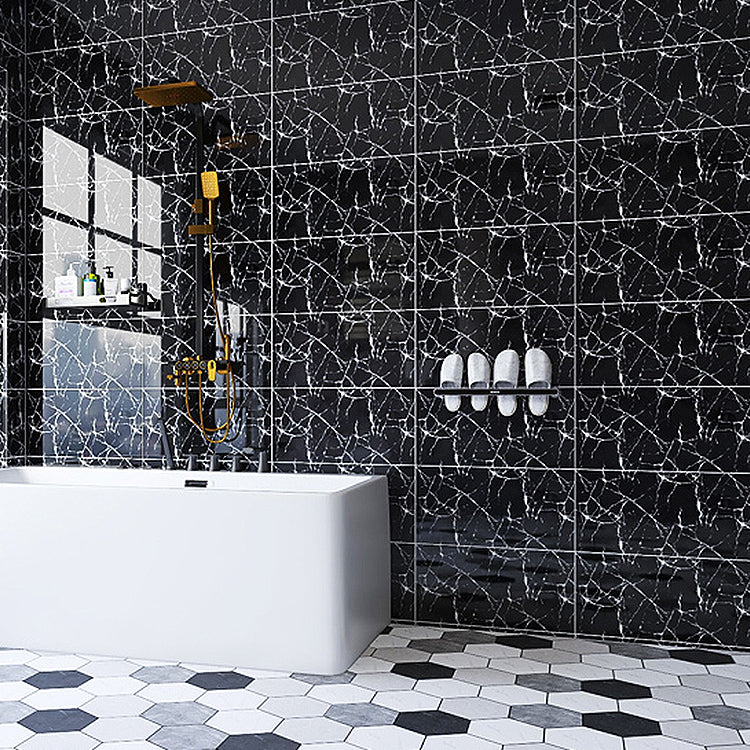 Single Tile Wallpaper Contemporary Plastic Peel and Stick Wall Tile Black 10-Piece Set Clearhalo 'Flooring 'Home Improvement' 'home_improvement' 'home_improvement_peel_stick_blacksplash' 'Peel & Stick Backsplash Tile' 'peel_stick_blacksplash' 'Walls & Ceilings' Walls and Ceiling' 7349926