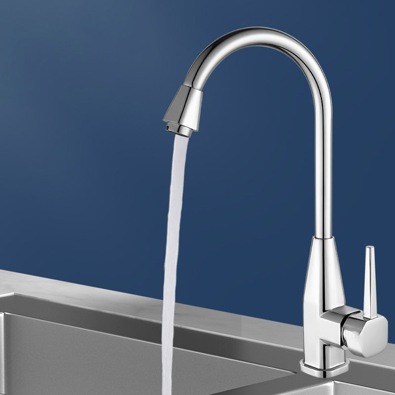 Modern Style Kitchen Faucet Copper Lever Handle Kitchen Faucet Stainless Steel Big Curved Faucet Clearhalo 'Home Improvement' 'home_improvement' 'home_improvement_kitchen_faucets' 'Kitchen Faucets' 'Kitchen Remodel & Kitchen Fixtures' 'Kitchen Sinks & Faucet Components' 'kitchen_faucets' 7350017