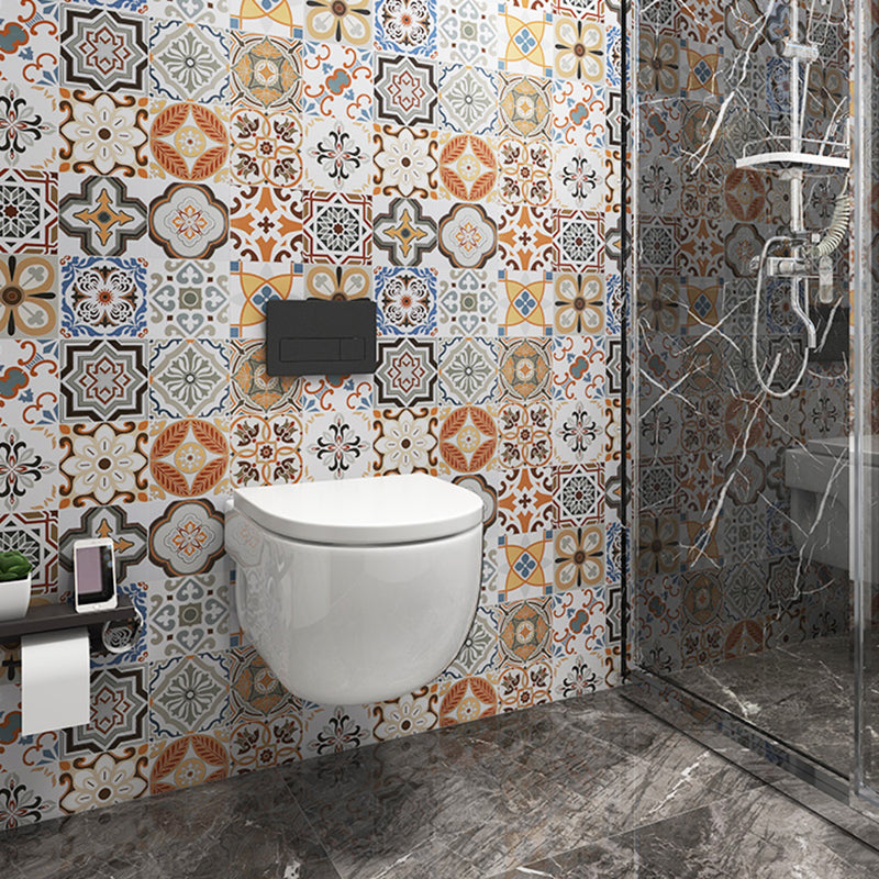 Morocco Square Tile Flower Pattern Singular Tile for Bathroom Clearhalo 'Floor Tiles & Wall Tiles' 'floor_tiles_wall_tiles' 'Flooring 'Home Improvement' 'home_improvement' 'home_improvement_floor_tiles_wall_tiles' Walls and Ceiling' 7350114