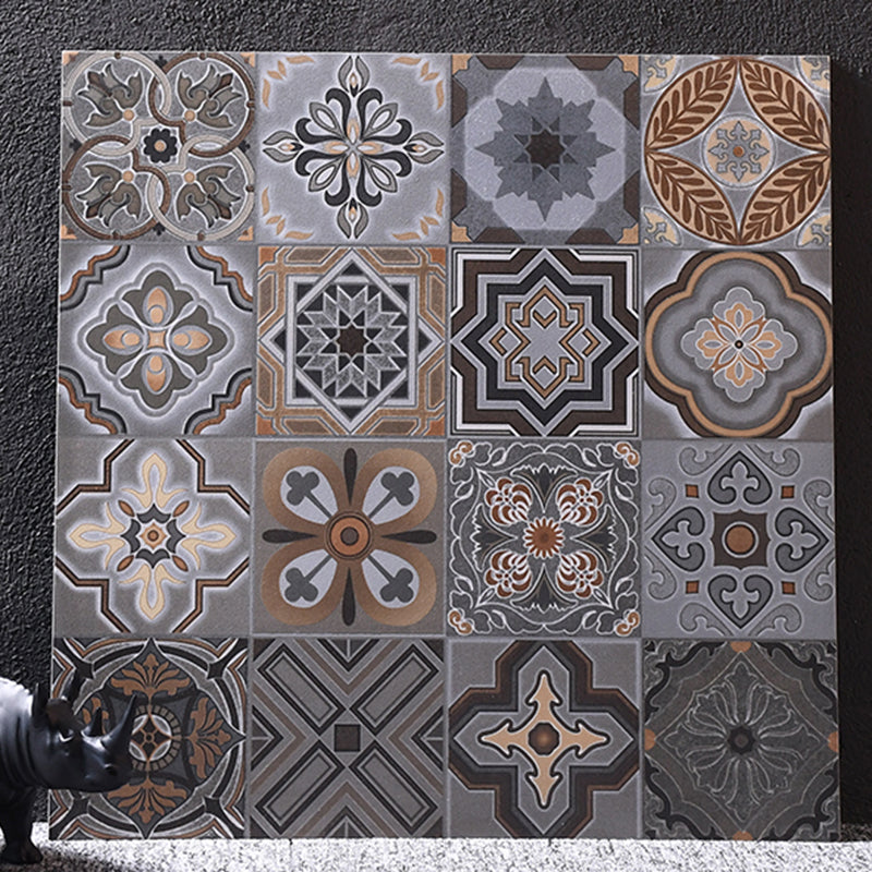 Morocco Square Tile Flower Pattern Singular Tile for Bathroom Light Brown Clearhalo 'Floor Tiles & Wall Tiles' 'floor_tiles_wall_tiles' 'Flooring 'Home Improvement' 'home_improvement' 'home_improvement_floor_tiles_wall_tiles' Walls and Ceiling' 7350115