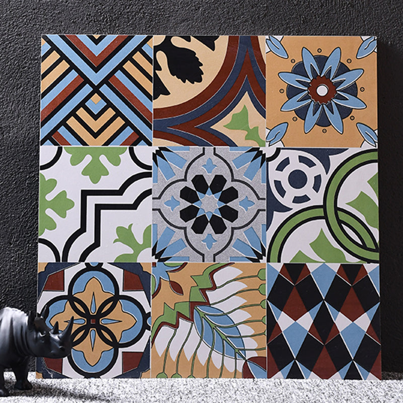 Morocco Square Tile Flower Pattern Singular Tile for Bathroom Light Burgundy Clearhalo 'Floor Tiles & Wall Tiles' 'floor_tiles_wall_tiles' 'Flooring 'Home Improvement' 'home_improvement' 'home_improvement_floor_tiles_wall_tiles' Walls and Ceiling' 7350128