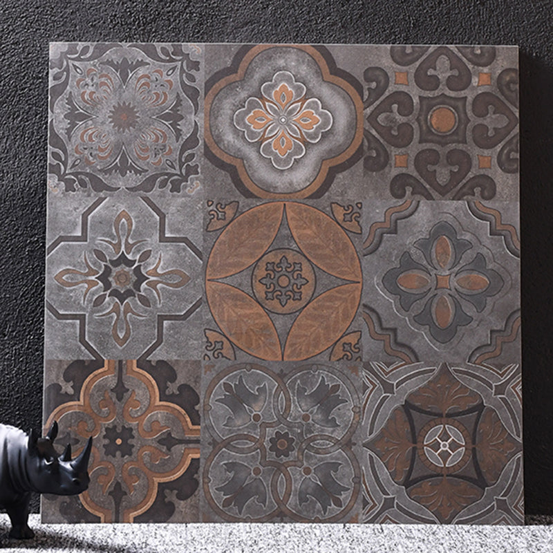 Morocco Square Tile Flower Pattern Singular Tile for Bathroom Light Gray Clearhalo 'Floor Tiles & Wall Tiles' 'floor_tiles_wall_tiles' 'Flooring 'Home Improvement' 'home_improvement' 'home_improvement_floor_tiles_wall_tiles' Walls and Ceiling' 7350130