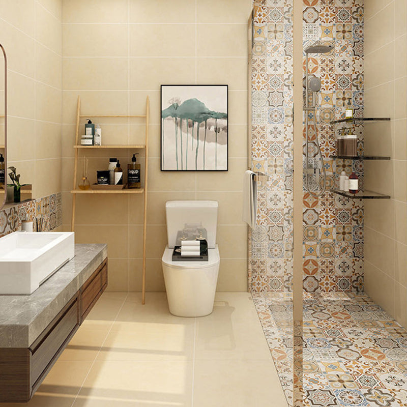Morocco Square Tile Flower Pattern Singular Tile for Bathroom Clearhalo 'Floor Tiles & Wall Tiles' 'floor_tiles_wall_tiles' 'Flooring 'Home Improvement' 'home_improvement' 'home_improvement_floor_tiles_wall_tiles' Walls and Ceiling' 7350131