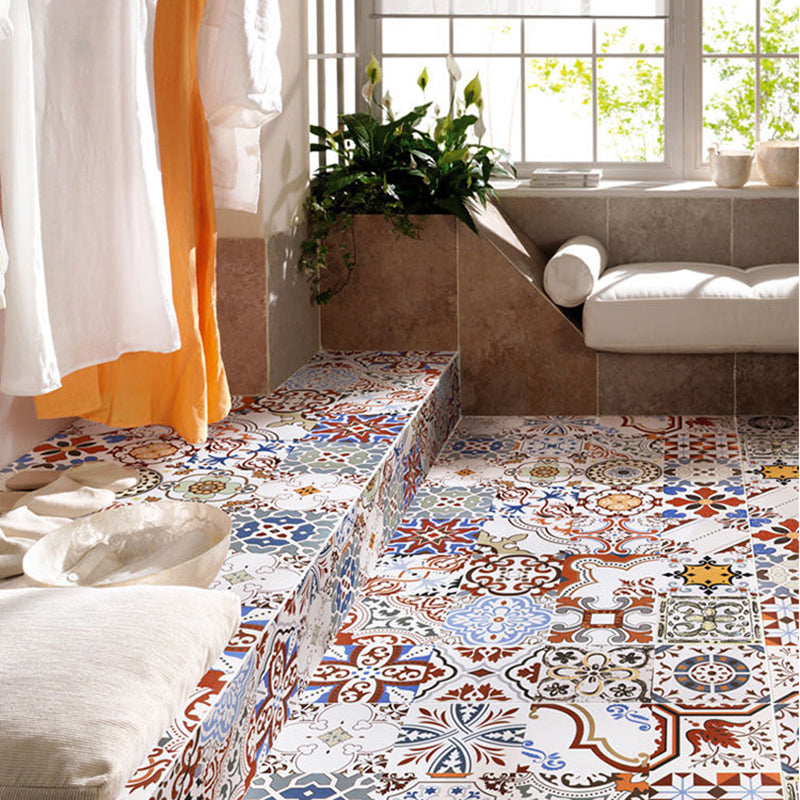 Morocco Square Tile Flower Pattern Singular Tile for Bathroom Clearhalo 'Floor Tiles & Wall Tiles' 'floor_tiles_wall_tiles' 'Flooring 'Home Improvement' 'home_improvement' 'home_improvement_floor_tiles_wall_tiles' Walls and Ceiling' 7350135