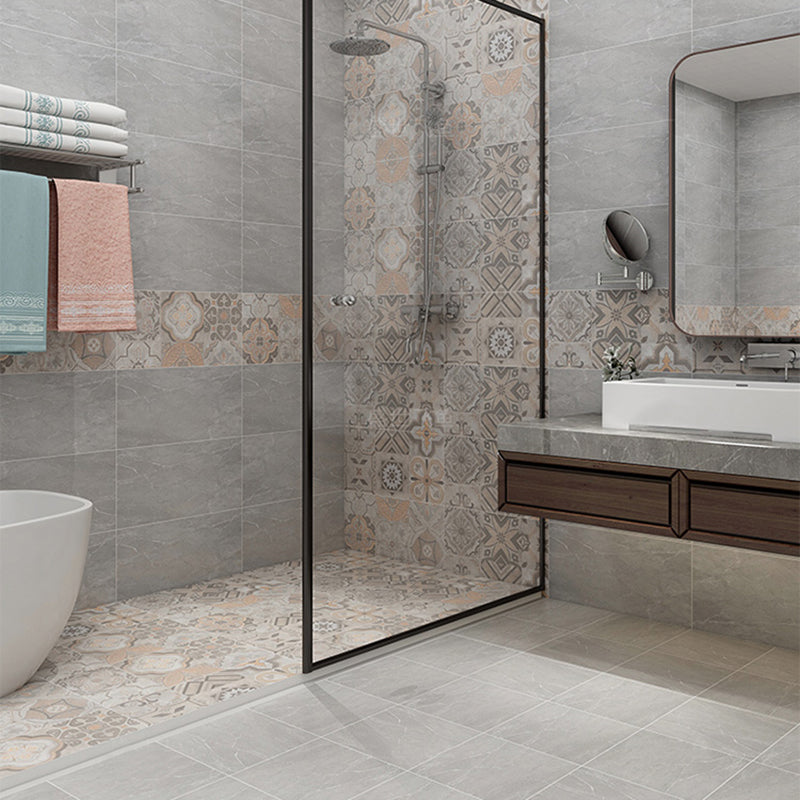 Morocco Square Tile Flower Pattern Singular Tile for Bathroom Clearhalo 'Floor Tiles & Wall Tiles' 'floor_tiles_wall_tiles' 'Flooring 'Home Improvement' 'home_improvement' 'home_improvement_floor_tiles_wall_tiles' Walls and Ceiling' 7350138