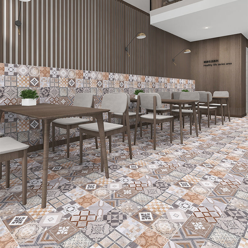 Morocco Square Tile Flower Pattern Singular Tile for Bathroom Clearhalo 'Floor Tiles & Wall Tiles' 'floor_tiles_wall_tiles' 'Flooring 'Home Improvement' 'home_improvement' 'home_improvement_floor_tiles_wall_tiles' Walls and Ceiling' 7350139