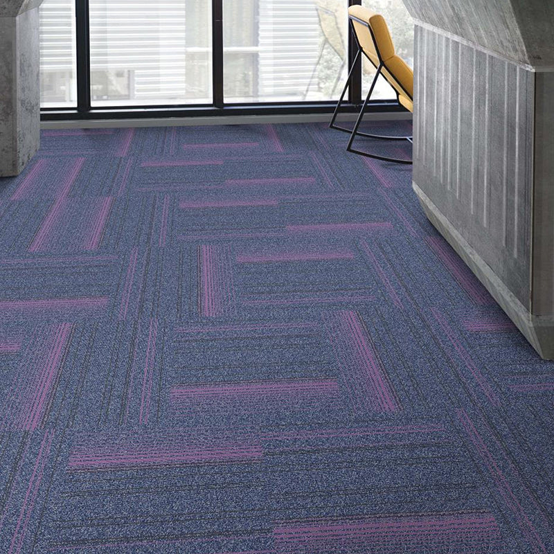 Modern Carpet Tile Level Loop Self Adhesive Fire Resistant Carpet Tiles Gray Purple 60-Piece Set Asphalt Clearhalo 'Carpet Tiles & Carpet Squares' 'carpet_tiles_carpet_squares' 'Flooring 'Home Improvement' 'home_improvement' 'home_improvement_carpet_tiles_carpet_squares' Walls and Ceiling' 7351602