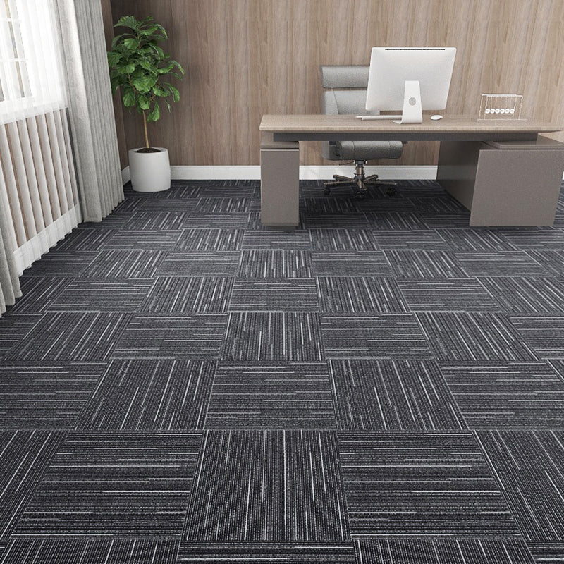 Modern Carpet Tile Level Loop Self Adhesive Fire Resistant Carpet Tiles Textured Black 60-Piece Set Clearhalo 'Carpet Tiles & Carpet Squares' 'carpet_tiles_carpet_squares' 'Flooring 'Home Improvement' 'home_improvement' 'home_improvement_carpet_tiles_carpet_squares' Walls and Ceiling' 7351611