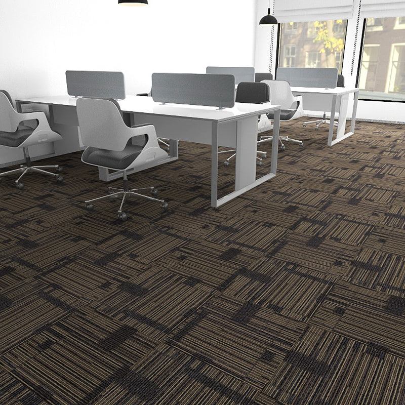 Modern Carpet Tile Level Loop Self Adhesive Fire Resistant Carpet Tiles Brown-Khaki 60-Piece Set Asphalt Clearhalo 'Carpet Tiles & Carpet Squares' 'carpet_tiles_carpet_squares' 'Flooring 'Home Improvement' 'home_improvement' 'home_improvement_carpet_tiles_carpet_squares' Walls and Ceiling' 7351617