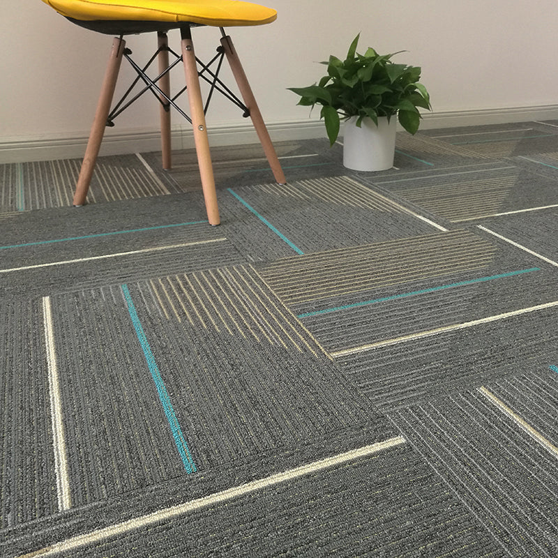 Modern Carpet Tile Level Loop Self Adhesive Fire Resistant Carpet Tiles Grey Blue 60-Piece Set Asphalt Clearhalo 'Carpet Tiles & Carpet Squares' 'carpet_tiles_carpet_squares' 'Flooring 'Home Improvement' 'home_improvement' 'home_improvement_carpet_tiles_carpet_squares' Walls and Ceiling' 7351626