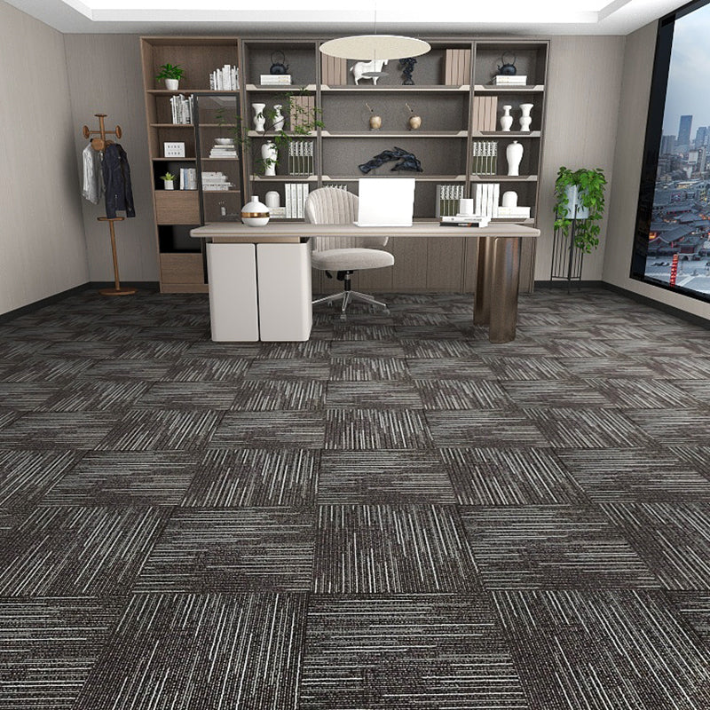 Modern Carpet Tile Level Loop Self Adhesive Fire Resistant Carpet Tiles Dark Heather Gray-White 60-Piece Set Vinyl Clearhalo 'Carpet Tiles & Carpet Squares' 'carpet_tiles_carpet_squares' 'Flooring 'Home Improvement' 'home_improvement' 'home_improvement_carpet_tiles_carpet_squares' Walls and Ceiling' 7351634