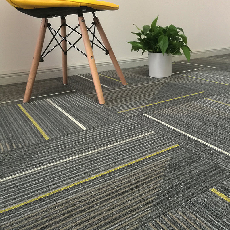 Modern Carpet Tile Level Loop Self Adhesive Fire Resistant Carpet Tiles Light Gray-Yellow 60-Piece Set Asphalt Clearhalo 'Carpet Tiles & Carpet Squares' 'carpet_tiles_carpet_squares' 'Flooring 'Home Improvement' 'home_improvement' 'home_improvement_carpet_tiles_carpet_squares' Walls and Ceiling' 7351636