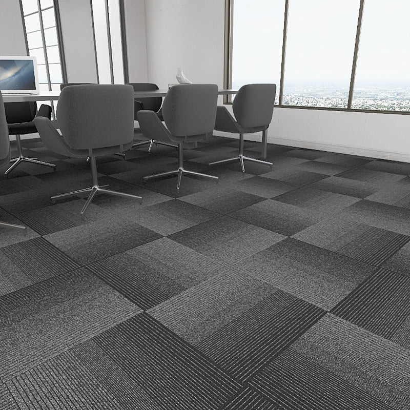 Modern Carpet Tile Level Loop Self Adhesive Fire Resistant Carpet Tiles Matte Black 60-Piece Set Clearhalo 'Carpet Tiles & Carpet Squares' 'carpet_tiles_carpet_squares' 'Flooring 'Home Improvement' 'home_improvement' 'home_improvement_carpet_tiles_carpet_squares' Walls and Ceiling' 7351649