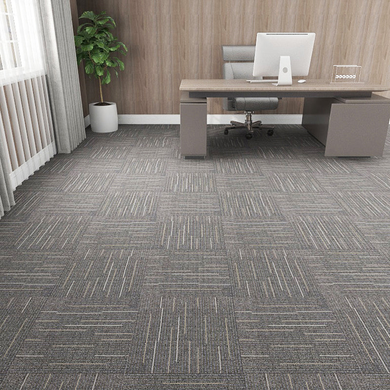 Modern Carpet Tile Level Loop Self Adhesive Fire Resistant Carpet Tiles Gray-White 60-Piece Set Asphalt Clearhalo 'Carpet Tiles & Carpet Squares' 'carpet_tiles_carpet_squares' 'Flooring 'Home Improvement' 'home_improvement' 'home_improvement_carpet_tiles_carpet_squares' Walls and Ceiling' 7351657