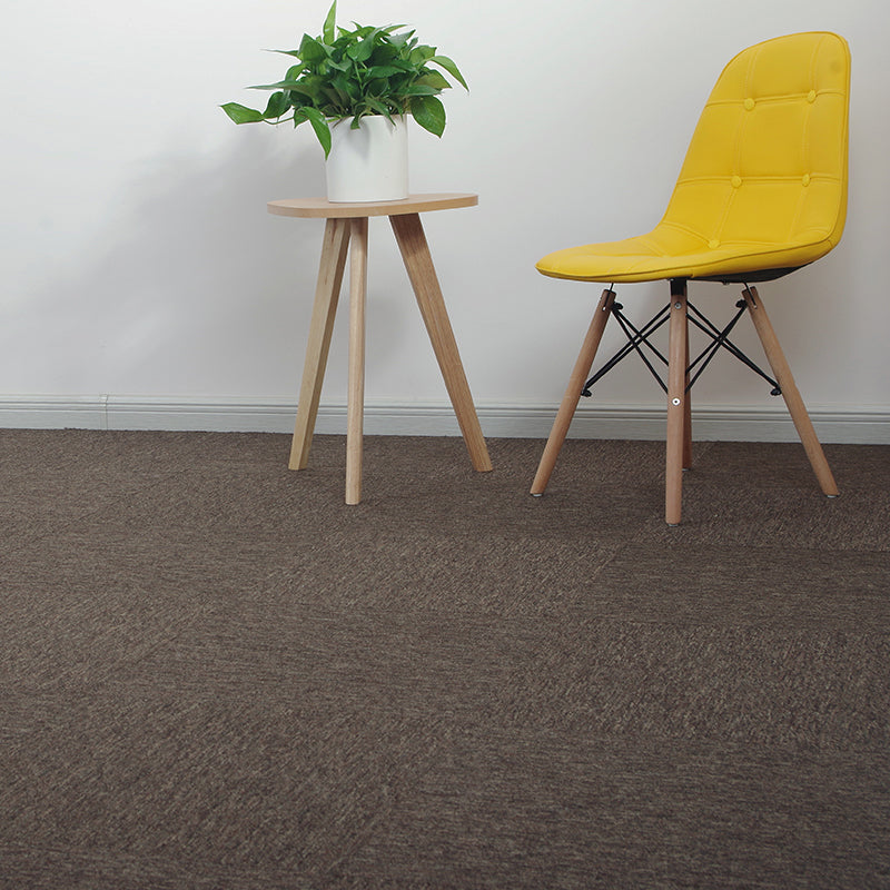 Modern Carpet Tile Level Loop Self Adhesive Fire Resistant Carpet Tiles Brown 60-Piece Set Vinyl Clearhalo 'Carpet Tiles & Carpet Squares' 'carpet_tiles_carpet_squares' 'Flooring 'Home Improvement' 'home_improvement' 'home_improvement_carpet_tiles_carpet_squares' Walls and Ceiling' 7351659