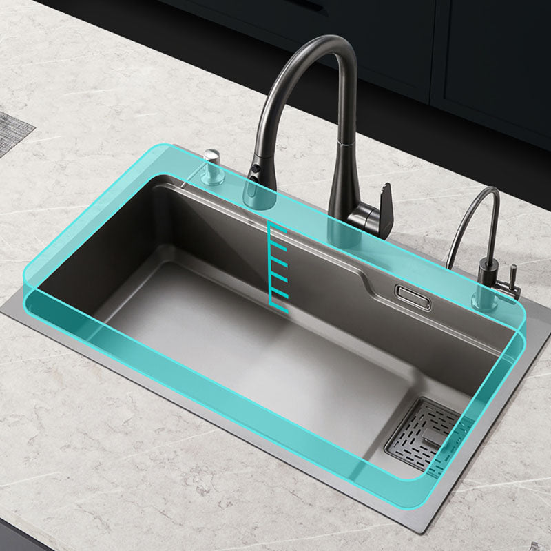 Kitchen Sink Stainless Rectangular Water Purification Kitchen Sink with Faucet Clearhalo 'Home Improvement' 'home_improvement' 'home_improvement_kitchen_sinks' 'Kitchen Remodel & Kitchen Fixtures' 'Kitchen Sinks & Faucet Components' 'Kitchen Sinks' 'kitchen_sinks' 7351709