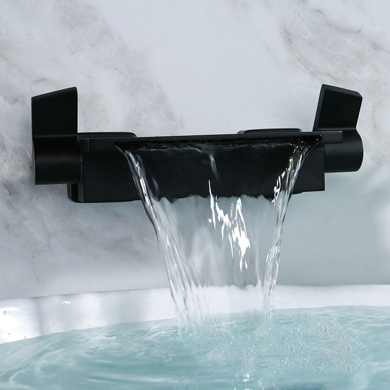 Contemporary Bathroom Faucet Wall Mounted Copper Fixed Clawfoot Tub Faucet Black Clearhalo 'Bathroom Remodel & Bathroom Fixtures' 'Bathtub Faucets' 'bathtub_faucets' 'Home Improvement' 'home_improvement' 'home_improvement_bathtub_faucets' 7351715