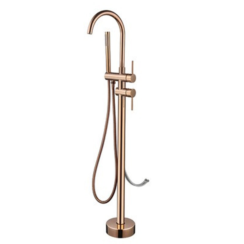 Contemporary Bathroom Faucet Floor Mounted Copper One Handle Freestanding Bathtub Faucet Rose Gold Wall Clearhalo 'Bathroom Remodel & Bathroom Fixtures' 'Bathtub Faucets' 'bathtub_faucets' 'Home Improvement' 'home_improvement' 'home_improvement_bathtub_faucets' 7351741