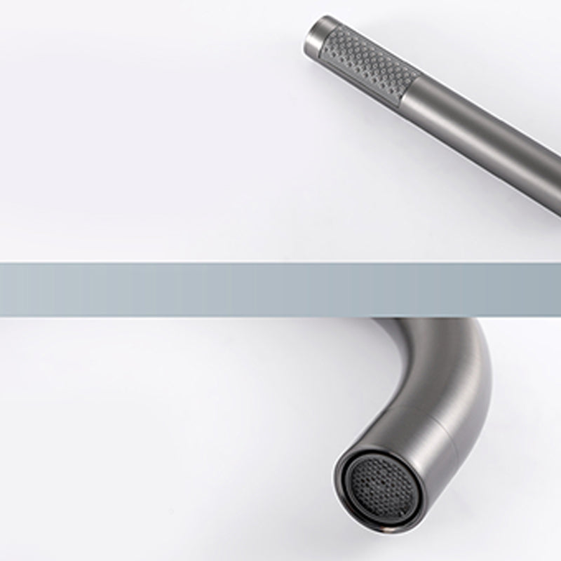 Contemporary Bathroom Faucet Floor Mounted Copper One Handle Freestanding Bathtub Faucet Clearhalo 'Bathroom Remodel & Bathroom Fixtures' 'Bathtub Faucets' 'bathtub_faucets' 'Home Improvement' 'home_improvement' 'home_improvement_bathtub_faucets' 7351746