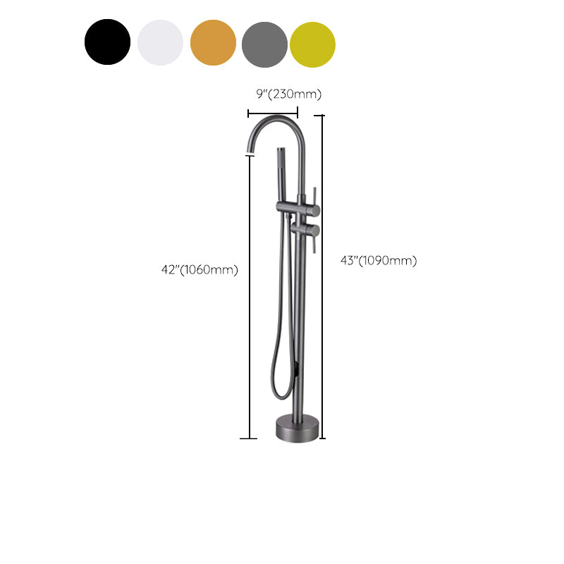 Contemporary Bathroom Faucet Floor Mounted Copper One Handle Freestanding Bathtub Faucet Clearhalo 'Bathroom Remodel & Bathroom Fixtures' 'Bathtub Faucets' 'bathtub_faucets' 'Home Improvement' 'home_improvement' 'home_improvement_bathtub_faucets' 7351750