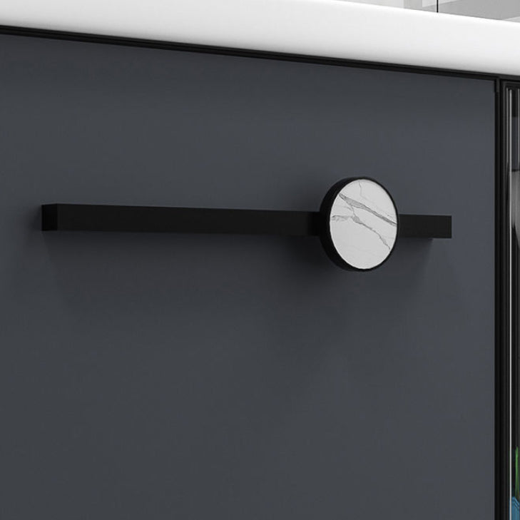 Rectangular Single Bathroom Vanity Modern Dark Gray Metal Base Vanity Set Clearhalo 'Bathroom Remodel & Bathroom Fixtures' 'Bathroom Vanities' 'bathroom_vanities' 'Home Improvement' 'home_improvement' 'home_improvement_bathroom_vanities' 7352200