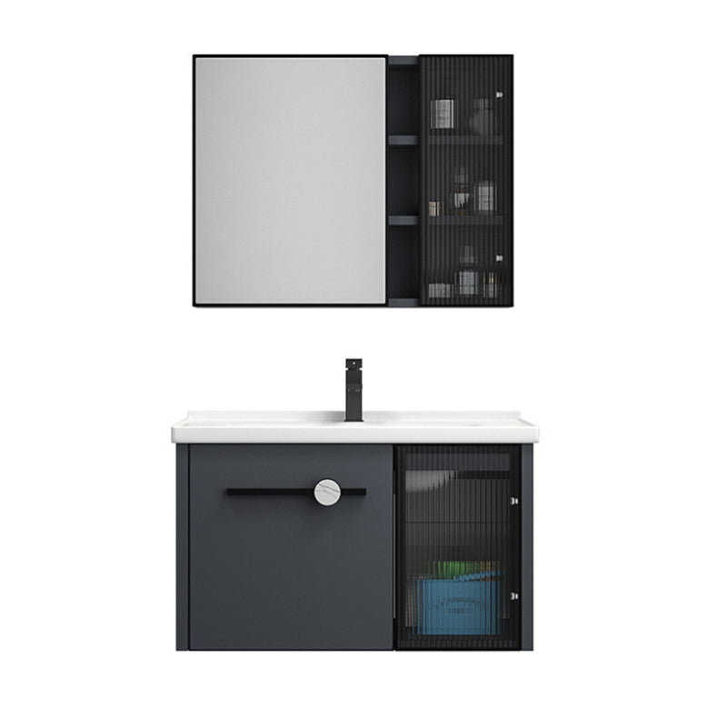 Rectangular Single Bathroom Vanity Modern Dark Gray Metal Base Vanity Set Clearhalo 'Bathroom Remodel & Bathroom Fixtures' 'Bathroom Vanities' 'bathroom_vanities' 'Home Improvement' 'home_improvement' 'home_improvement_bathroom_vanities' 7352203